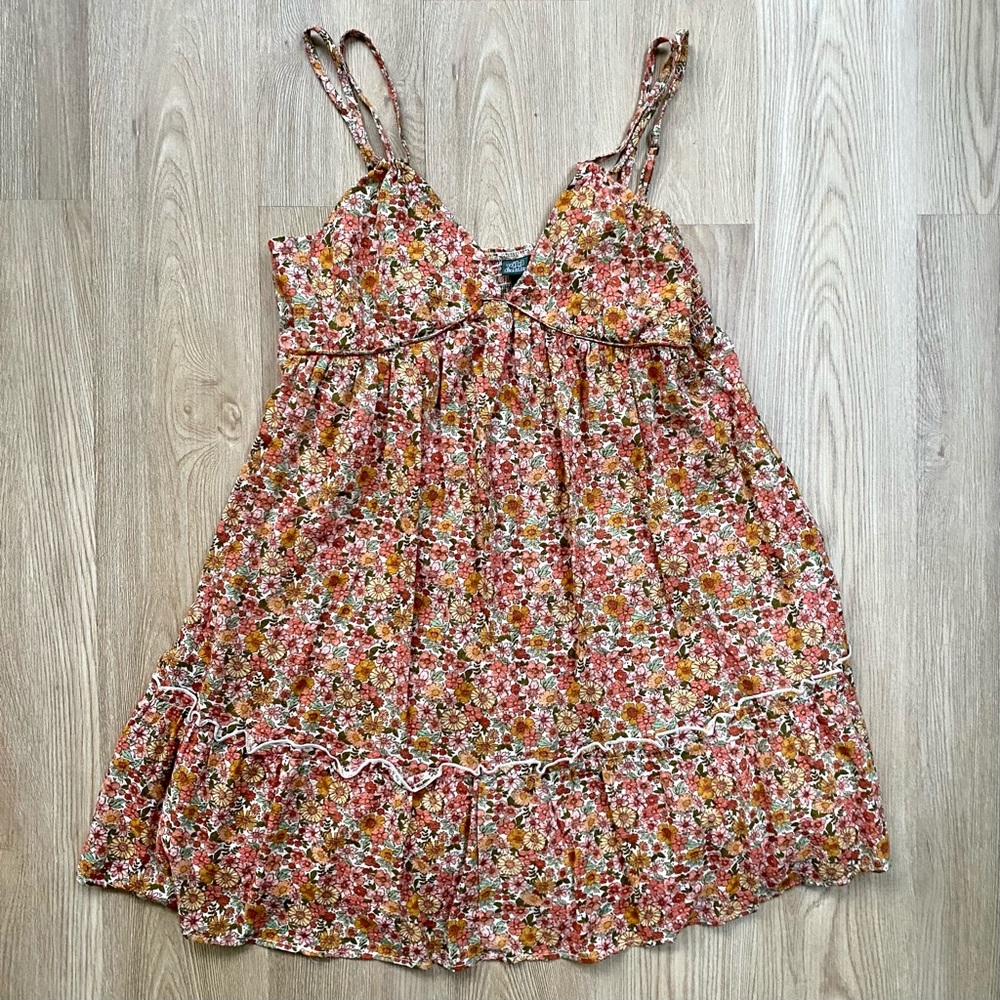 Wild Faible Orange Boho Wildflower Floral Dress